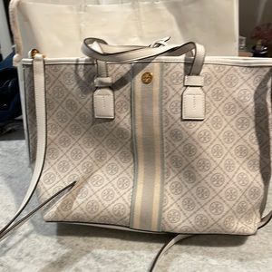 Tory Burch T Monogrammed coated canvas tote